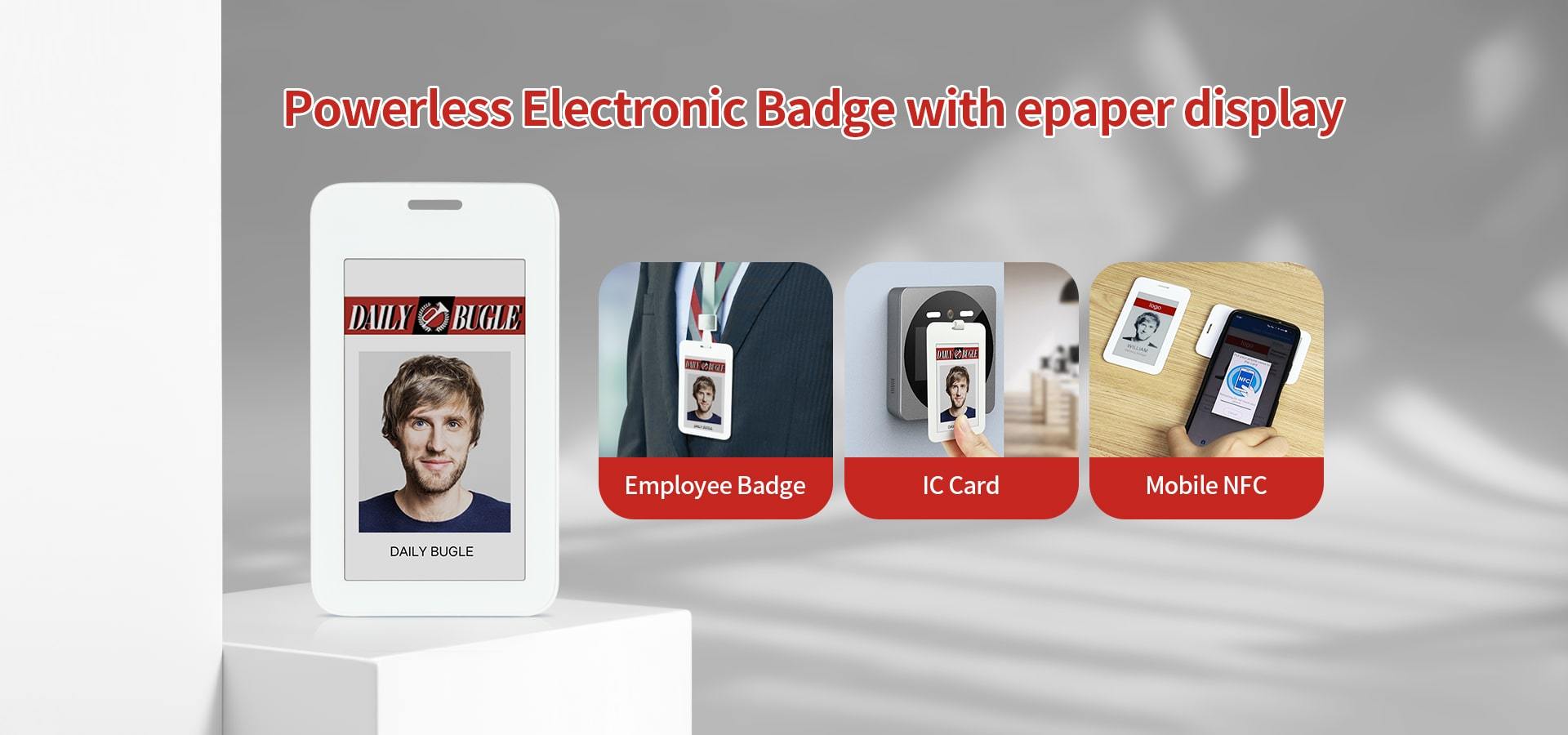 Powerless Electronic Badge with epaper display